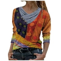 Honeeladyy Cleancen ispod 10 $ ženska na pola zip dukserice geometrijska boja Blok tiska pulover bluza dugih rukava rever ležerne vrhove