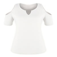 Beiwei Žene Plain Boho ljetni vrhovi V izrez Casual majica Hladna ramena Tunnic Bluza