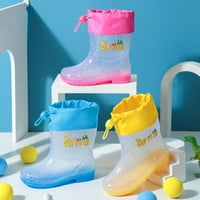 Leey-World Toddler cipele za djecu modne ravne crtane kiše mogu biti vezane ušće crtane prozirne valne kišne čizme Djevojke meke čizme
