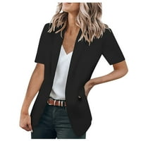 Ženska casual radna kancelarija Blazers kratki rukav Slim Fit Otvorena prednja košulja Jakna od pune boje Kardigan za poslovnu damu