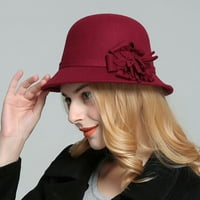 Biplut Vintage ženske imitacije vunene pune boje cvjetnog dekora kašike HAT bowler kapa