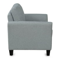 Akcentna stolica, modernu lanenu tkaninu Tapacirana fotelja sa jastukom i podstavljenim jastukom Comfy Single Sofa stolica sa naslonom za ruke i drvene noge za čitanje slobodnog stolice za spavanje dnevne sobe, siva