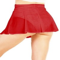 Calsunbaby Womens Sheer Mesh Mini suknje kupaće kostime Visoko struk pune boje Pogledajte kroz klizač