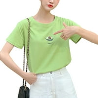 Ženska ljetna majica, simpatični kratki rukav Crew Crat Voće grafički grafički ispis labav tee vrh