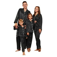 Satin Pajamas PJ's Solid porodica podudaranje hlače za spavanje za spavanje za muškarce koji odgovaraju