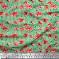 Soimoi viskoza šifonska tkanina pruga, lišće i božur cvjetni ispis tkanine uz dvorište široko