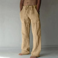 Idoravanske hlače za muškarce čišćenje muških pamuka i posteljina elastična struka zbrena prozračna pune pantalone za pune pantalone pune dužine