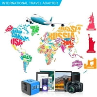 Univerzalni putni adapter, međunarodni adapter za napajanje sa 3USB + 1Type C priključci, europski adapter Worldwide AC Outlet utikači Putni punjač za Evropu UK US ASIA 200+ zemalja