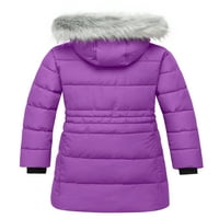 Djevojčica zimska kaput podstavljena naduvana jakna topla vodootporna jakna od runa Purple 14 16