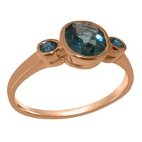 Britanci napravio je 10k Rose Goldwomens prsten prirodni London Blue Topaz godišnjica - Opcije veličine