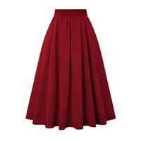 Cuoff suknje Žene Ležerne prilike Midi suknje Vintage Gumb Elastic High Struk naglih a-line suknje