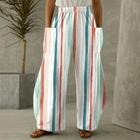 Žene Ležerne hlače Žene Ljeto Visoko struk Palazzo hlače Široke noge Hlačne pantalone sa džepom pantalone