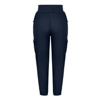 Azrian Womens Jed Modne hlače, moda Žene Ležerne prilične boje elastične hlače Ravne hlače s širokim nogama s džepnim mornaricom veličine l U prodaji
