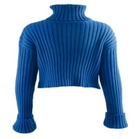 Zimska topala ženska džemper na ramenu Top Turtleneck pulover prsluk široko rame Pleteni Jumper Top