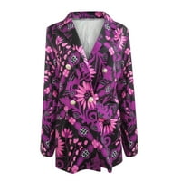 AWDENIO Womens Blazer jakne za čišćenje ženske ljetne modne čvrste boje tanki dugi rukav dvostruko odijelo
