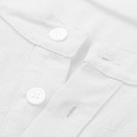 Muška ljetna majica kratkih rukava s punim bojama niz majice sa džepom bijeli XL
