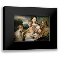 Parmigianino, F. Crni modernog uokvirenog muzeja Art Print pod nazivom - mistično vjenčanje Svetog Katarine