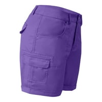 Navedene modne ženske sportske hlače sa džepom čvrste posteljine hlače casual pantalone vježbaju kratke hlače