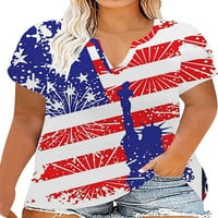 NOILLA dame predimenzionirani majica kratki rukav bluza 4. jula plus veličine vrhova Žene Ležerne prilike Tunnic Day Majica Style-J 2XL