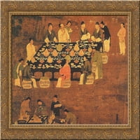 Elegantna zabava Gold Ornate Wood uokvirene platnene umjetnosti cara Huizong