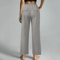 Žene Ležerne prilike, labavi džepovi Elastični pojas strukske hlače Duge pantalone Grey XXXXL