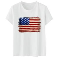 Bacc ženski vrhovi ženske Amerike Zastava Ispis O izrez kratkih rukava bluza na majici Majica kratkih