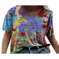 Pfysire Womens Mapa majica kratkih rukava V Vruća iz vrata Ljetna casual bluza crveni XL