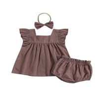 Binwwede Baby Girls Jacquard tkanje odjeće, izdubljeni vrhovi rezervoara + pantie + kablon za kosu za mališane za mališane, 0 mjeseci