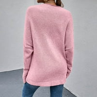 Smanjeni ženski džemper Crosw Wrap V-izrez Duks pulover Čvrsta boja udobna dugačka dugi rukavi dugi
