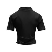 Ženske košulje Ženska moda V-izrez Tanak FIT Solid kratki rukav majica TOP Black L