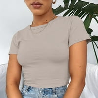 Viikei Womens Ljetni vrhovi Plus veličine vrhova Žene Cut Slatko Trendy Basic Uspet Rounk izrez za bluzu