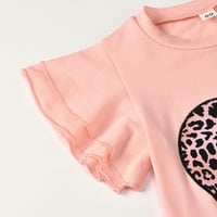Slatka modna odjeća set za dječje djevojčice Dječja odjeća odjeća za srce Leopard Ispis majica Flared pantalone hlače postavljene za 4 godine