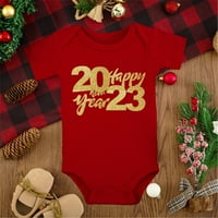 Slatka odjeća za bebe Moja prva novogodišnja odjeća Dječak Dječak Djevojka Novogodišnja odjeća Red Pismo Short Hotsas Swives Romas Tumpsit