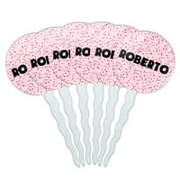Roberto Cupcake Pickes Toppers - set - ružičaste mrlje
