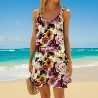 FOPP Prodavač Ženska modna ljetna plaža Ležerna printa bez rukava bez rukava Cudno mini red XXL