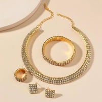 Podesite ogrlice na narukvice Naušnice GEOMETRIJSKI RHINENESTONI NAWELRY SHININA Svijetli nakit sjajnog sjaja za vjenčanje