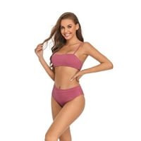Baywell ženski visokokvalibirani kupaći kostimi za plivanje špageta bandeau bikini vrh s visokim sječećim