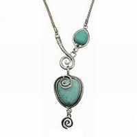 Besufy ženski vintage šarm srčani ključ navratnik izjave privjesak tirkizna ogrlica-