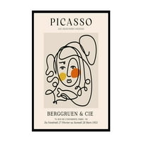 Vintage Picasso Poster - Retro Sažetak Lice Print - Kubizam Art - Line Crtanje umjetnosti - Minimalni