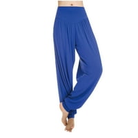 Ženske harem hlače High struk baggy plažom joga hlače udomile čvrste boje Boho pantalone s džepovima