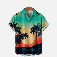 Havajske majice za muškarce Vintage gumb dolje palmino drvo ispis Top casual kratkih rukava Tropicalna majica na plaži Okrenite košulje za kuglanje navratniku sa džepom