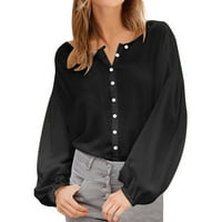 Ženska nova casual labava rukav modna majica TOP V izrez T majice za žene labave moćne gumb