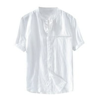 Muške vrećastom pamučne posteljine čvrste boje kratkih rukava retro T majice za bluzu