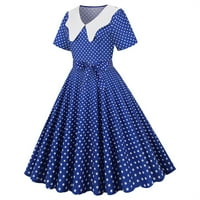 CETHRIO BOHO haljina za žene - modni ljetni patchwork kratki rukav casual večernje maturalne haljine plave boje