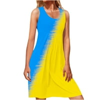 Usmixi ženske haljine plaža Boho labav pleteni tunik tunika mini sunčeve haljine casual patchwork scoop vrat bez rukava kratka haljina od žute s $ 5