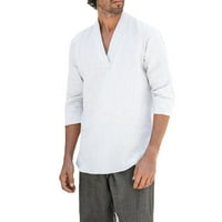 Muška majica sa čvrstom linentnom majicom pamučni odmor za odmor dugih rukava za muškarce za muškarce