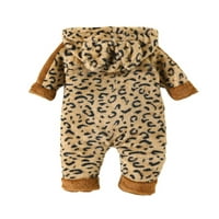 Paille Baby Bodysuit životinjski print Ukupno puni zip kombinezon sa kapuljačom od kapuljača s smeđom 6-9m