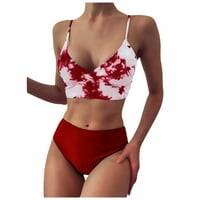 IOPQO kupaće kostimi Jedno kupaće kostime za žene zavoj bikini set push-up brazilski kupaći kostimi za cipele od kupaćih kostim crvenim m