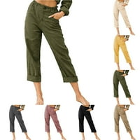 Fule Žene Ljeto Stretch Struine pantalone Leželjene ravne noge udobne hlače sa visokim strukom