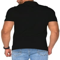 Haite muška majica rever izrez T majice kratki rukav ljetni vrhovi radna bluza Tenis dugme pulover crni